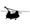 CH-47 Chinook twin-engine transport helicopter with tandem rotor arrangement. Ch 47 Chinook heavy lift helicopter silhouette