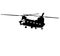 CH-47 Chinook twin-engine transport helicopter with tandem rotor arrangement. Ch 47 Chinook heavy lift helicopter silhouette