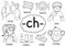 Ch digraph spelling rule black and white educational poster set for kids