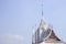 Chachoengseo, Thailand-February 3, 2019: White Buddhist temple roof