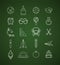 Chack icon set of back to school on green board vector design