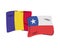 Chad and chile flags countries isolated icon