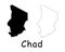 Chad Country Map. Black silhouette and outline isolated on white background. EPS Vector