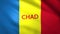 Chad flag with the name of the country