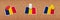 Chad flag pinned in cork board, three versions of Chad flag