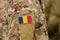 Chad flag on soldiers arm. Republic of Chad troops collage