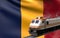 Chad flag with speed train 3d rendering
