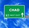 CHAD road sign against clear blue sky