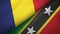 Chad and Saint Kitts and Nevis two flags textile cloth, fabric texture