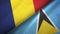 Chad and Saint Lucia two flags textile cloth, fabric texture