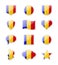 Chad - set of country flags in the form of stickers of various shapes.
