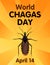 Chagas Day, April 14, Kissing Bug, Gold Ray Background