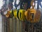 chain block or chain hoist hang and dry after cleaning and oiling. commonly used for lifting in factories