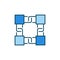 Chain with Blocks blue icon - vector Blockchain creative sign