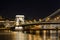 The Chain Bridge in Budapest in the evening. Sightseeing in Hungary.