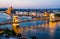 Chain Bridge and Danube River, night in Budapest