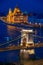 Chain Bridge and Parliament in Budapest at twilight, Hungary