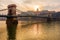 Chain Bridge at sunset - suspension bridge over the Danube River