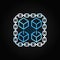 Chain with cubes blue linear icon. Blockchain vector sign