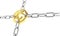 Chain links metal copyright sign gold 3d Illustrations on a white background