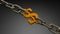 Chain and one link in the form of a dollar sign. Dollar debt, restrictions. 3d render