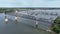 Chain of Rocks on the Mississippi River above St Louis with water tower, old historic bridge and the new bridge