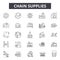 Chain supplies line icons, signs, vector set, outline illustration concept