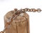 Chain with the wooden pole and white background