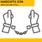 Chained, handcuffed hands. Vector Illustration. EPS file. Handcuffs, manacles or shackles icon with outline style