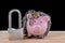 Chained piggy bank and lock money savings with chain and keys. Money security concept