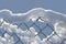 Chainlink fence covered in snow