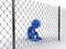 Chainlink fence and man