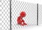 Chainlink fence and man
