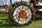 Chains on a tractor tire