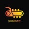 chainsaw logo concept. gradient, flat, minimalist, modern, line, elegant and simple logotype