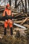 A chainsaw operator