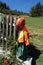 Chainsaw safety clothing hanging over fence