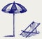 Chair and beach umbrella