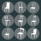 Chair icon set. symbol furniture