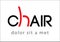 Chair logo text and simply red side view icon