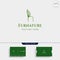 chair nature logo design with green color vector icon isolated