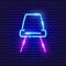 Chair neon sign. Vector illustration for the design of advertising, catalog, banner, signboard. Furniture concept