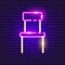 Chair neon sign. Vector illustration for the design of advertising, catalog, banner, signboard. Furniture concept