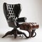 A chair with an octopus footstool and a desk, AI