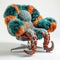 A chair with an octopus on it is sitting in a room, AI