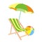 Chair,  parasol and beach ball, eps.