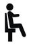 Chair and person, black silhouette, vector icon