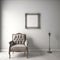 Chair Portrait Picture Frame Hanging On Blank Wall