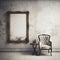 Chair Portrait Picture Frame Hanging On Blank Wall