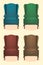 Chair realistic icon set four identical chairs with wooden legs vector illustration